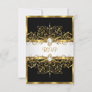 Perles RSVP Noir Blanc Or Fête d'anniversaire