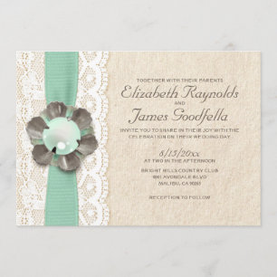 Perles rustiques épousant des invitations