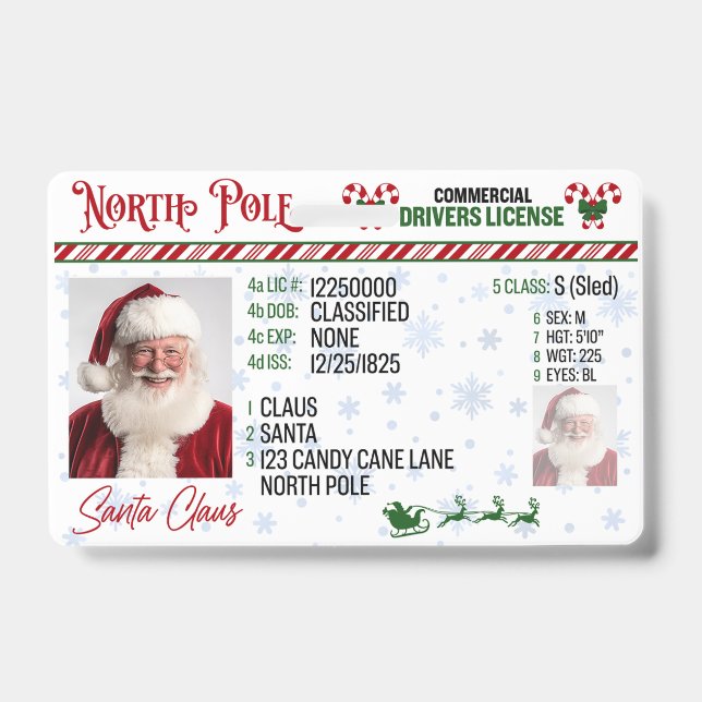 Permis de conduire du Père Noël Badge de Noël (Avant)