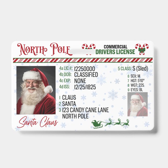 Permis de conduire du Père Noël Badge de Noël (Avant)