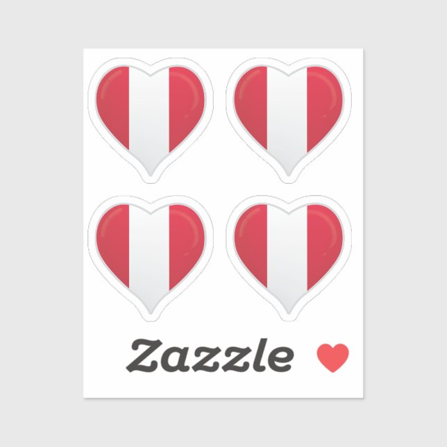 Pérou amour drapeau orgueil autocollant coeur (Feuille)