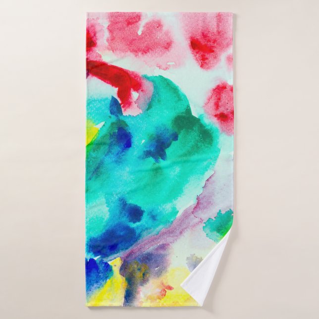 perroquet sur l'arbre, oiseau Abstrait Aquarelle b (Serviette de bain)