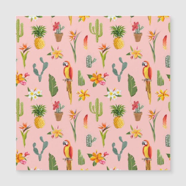 Perroquet tropical, Motif Vintage Cactus. (Devant)