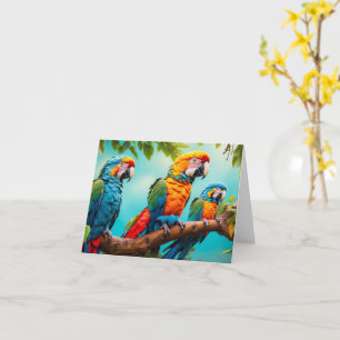 Perroquets colorés Plié blanc Carte de voeux