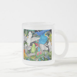 Perroquets de la tasse en verre givré du monde