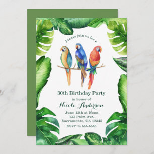 Perroquets tropicaux Oiseaux & Invitations de fête