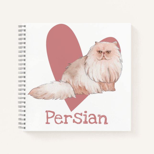 Perse Chat Aquarelle Kitty Pink Heart Journal (Devant)