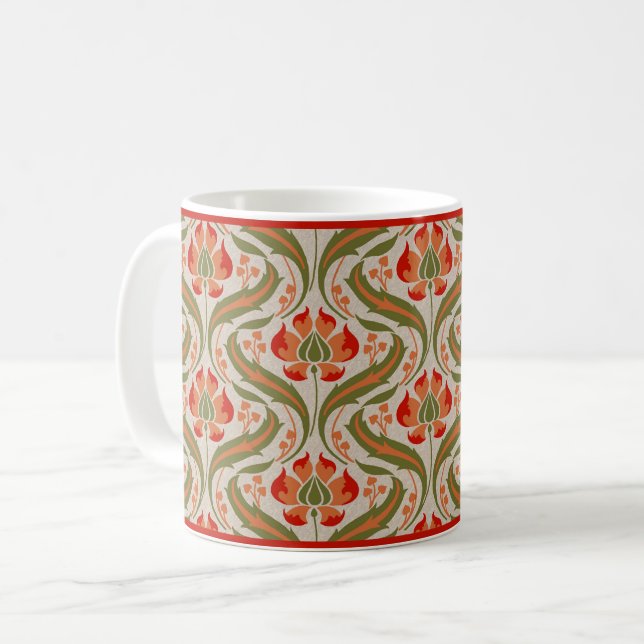 Persimmon Fleur sauvage Damask Coffee Mug (Devant gauche)