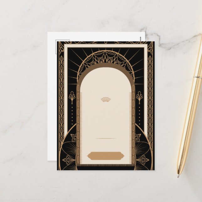 PERSO : Modèle de Carte Postale de Style Art Déco (Devant/Arrière en situation)