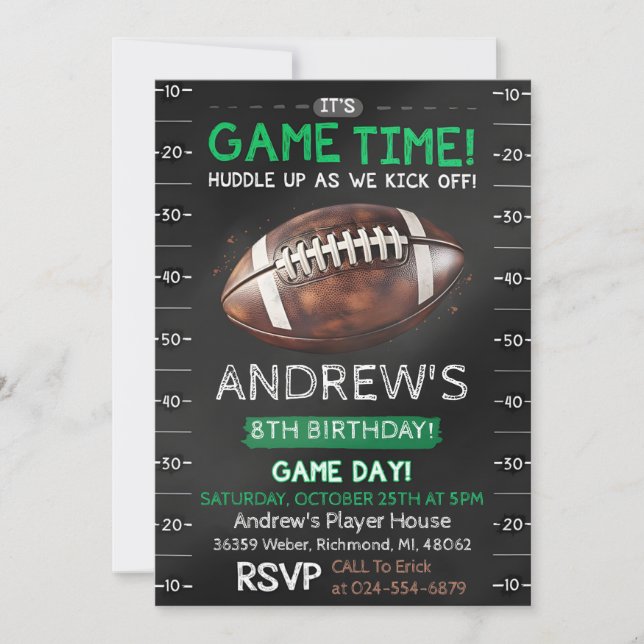 Personal American football Anniversaire Invitation (Devant)