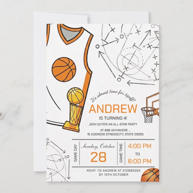 Personal basketball birthday invitation (Devant)