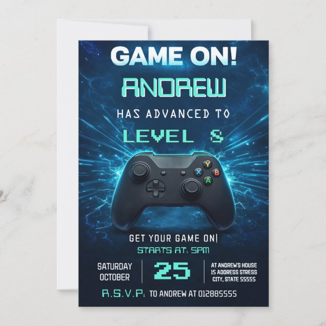 Personal Gaming Birthday Party  Invitation (Devant)