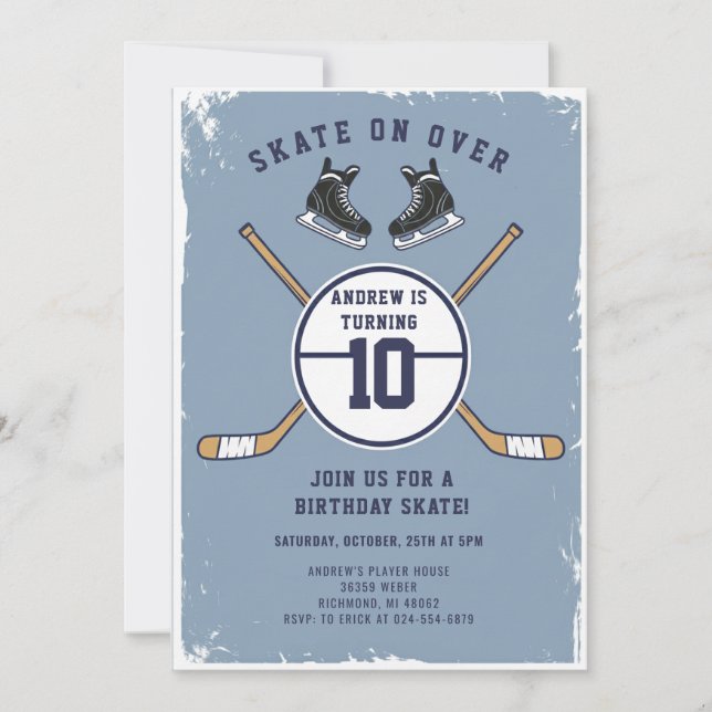 Personal Hockey Theme Birthday Party Invitation (Devant)