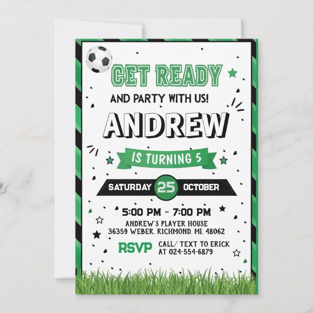 Personal Soccer Birthday Invitation Party (Devant)