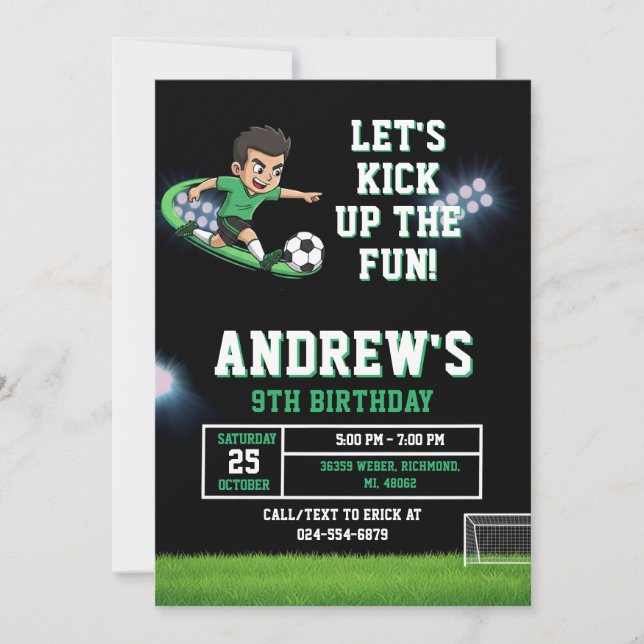 Personal Soccer Birthday Invitation Template (Devant)