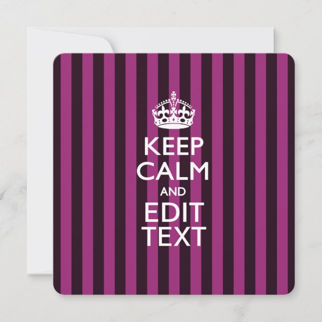 Personalisé KEEP CALM Votre Texte Fuchsia Stripes (Devant)