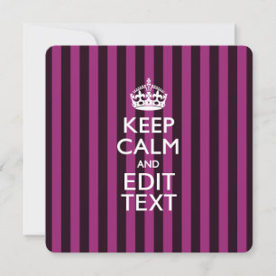 Personalisé KEEP CALM Votre Texte Fuchsia Stripes