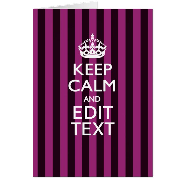 Personalisé KEEP CALM Votre Texte Fuchsia Stripes (Devant)