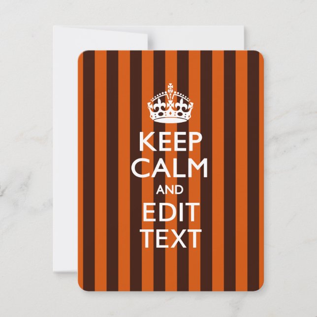 Personalisé KEEP CALM Your Text on Orange Stripes (Devant)