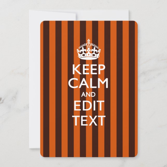 Personalisé KEEP CALM Your Text on Orange Stripes (Devant)