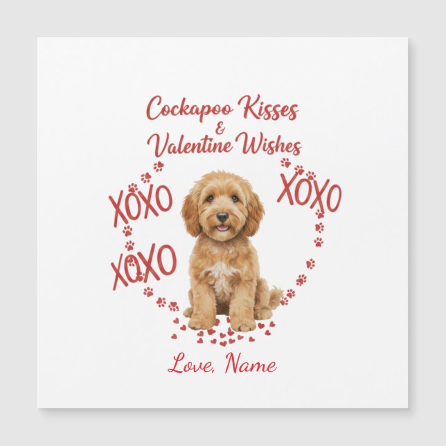 Personalised Cockapoo Kisses Valentine Wishes (Devant)