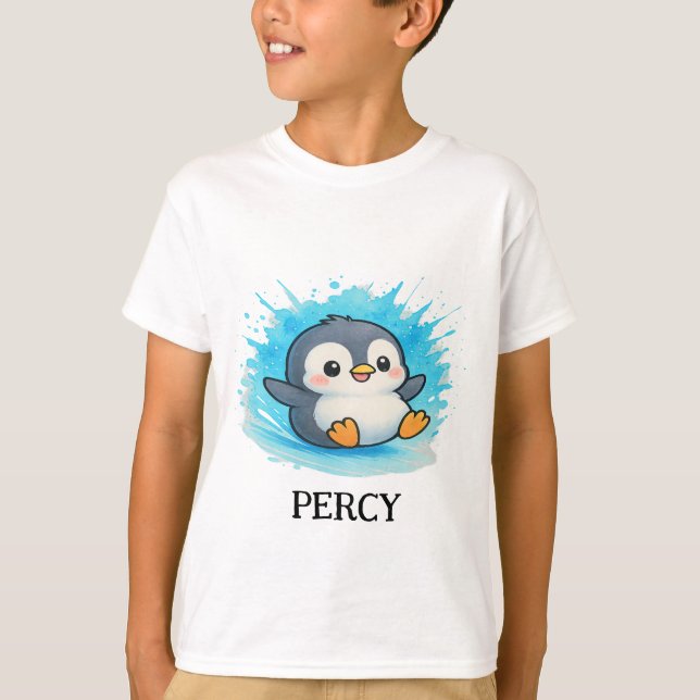 Personalised Cute Animal Tee - Kids T-Shirt Percy  (Devant)