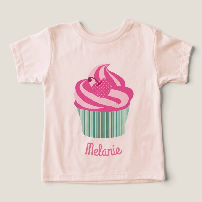 Personalised Cute Pink Cupcake  (Design Recto)