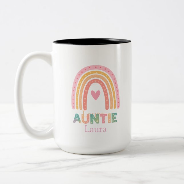 Personalised Rainbow Mug Gift for Auntie Best mug (Gauche)