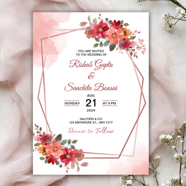 Personalize Aesthetic floral weeding Invitation (Créateur téléchargé)