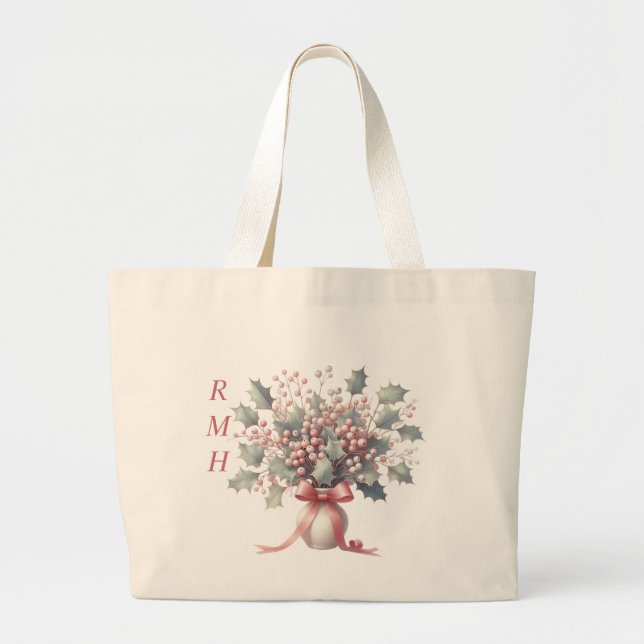 Personalize December Holly Tote Bag (Devant)