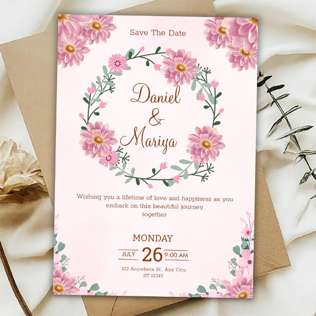 Personalize Floral wedding Invitation (Créateur téléchargé)