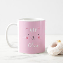Personalize rougissent tasse adorable rose de chat