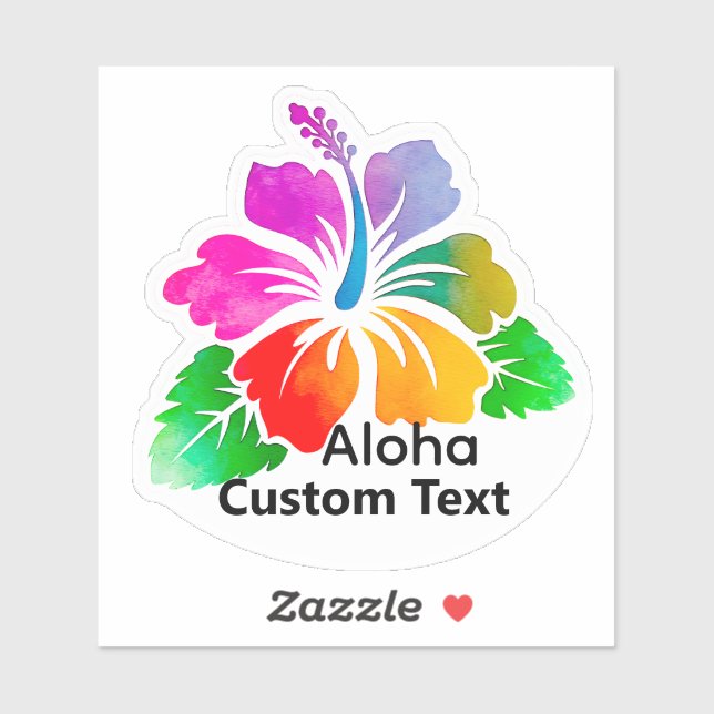 Personalized Aloha Hibiscus TropicalFlower Sticker (Feuille)