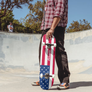 Personalized American Flag Skateboard