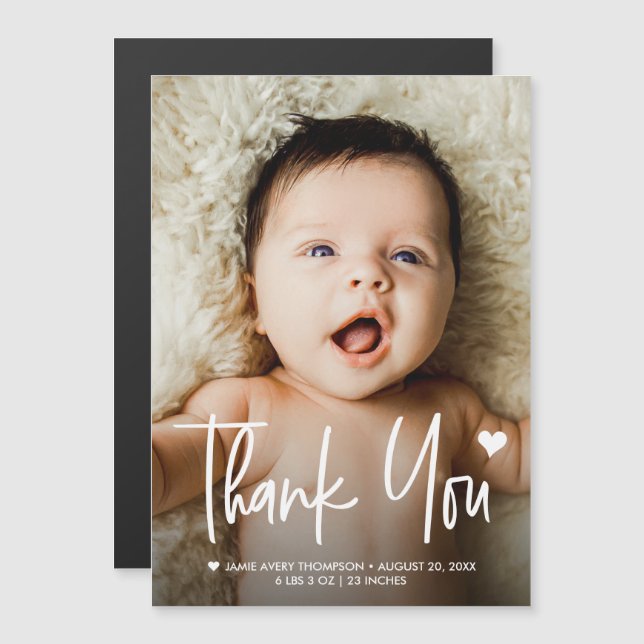 Personalized Baby Photo Thank You newborn  (Devant / Derrière)