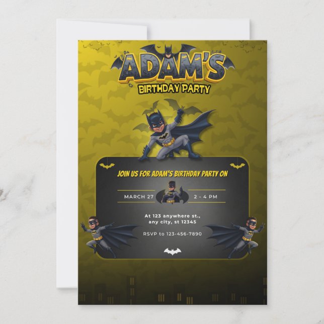 Personalized Batman Birthday Invitation  (Devant)