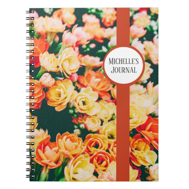 Personalized Beautiful Floral Journal / Notebook (Devant)