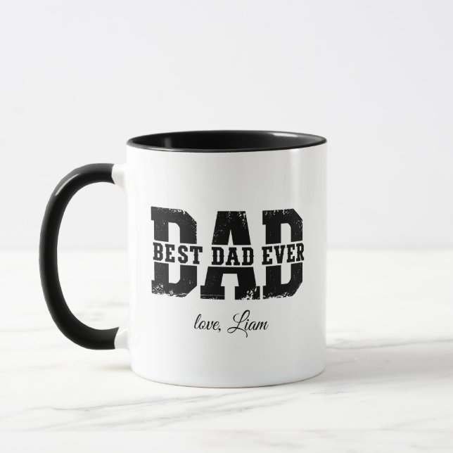 Personalized Best Dad Ever Photo Collage Black Mug (Gauche)