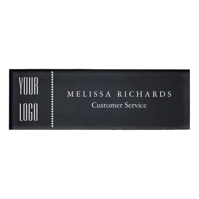 Personalized Black Chalkboard Small Name Badge (Devant)