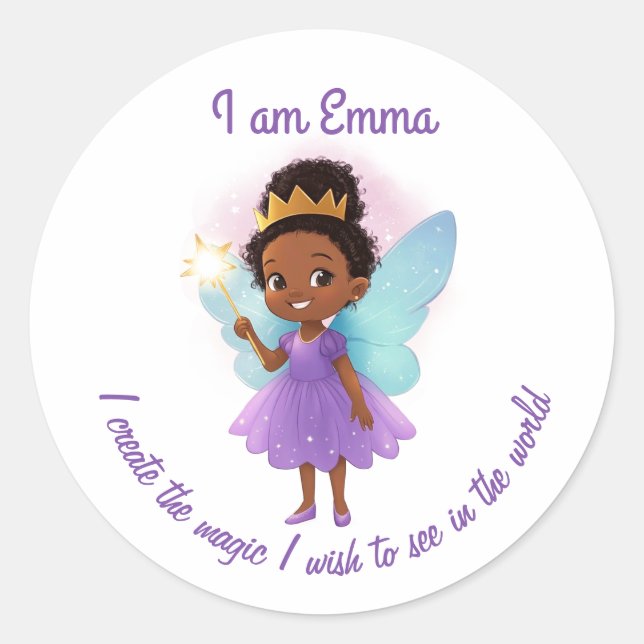Personalized Black Fairy Girl Stickers (Devant)