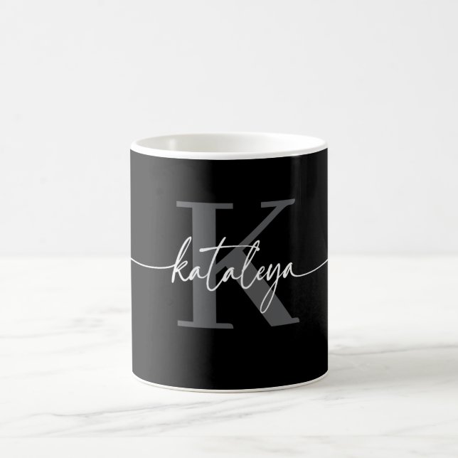 Personalized Black Monogram Coffee Mug with Name (Centre)