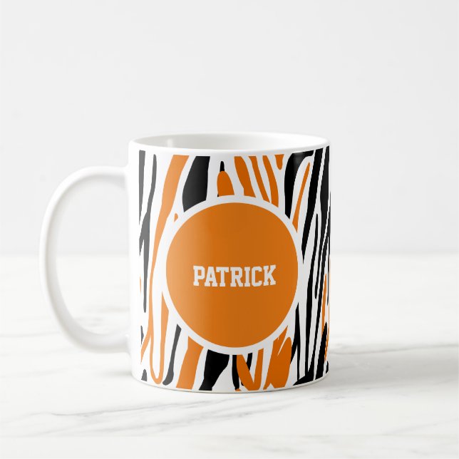 Personalized Black & Orange Animal Print Mug (Gauche)