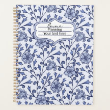 Personalized Blue Floral Planner Notebook