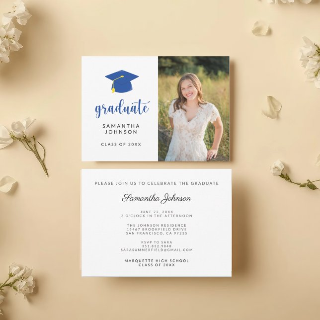 Personalized Blue Graduation Photo Invitation (Créateur téléchargé)