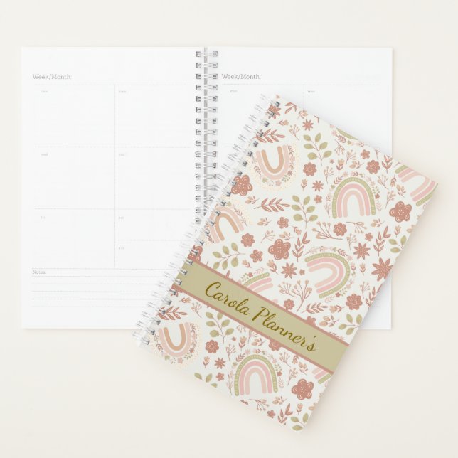 Personalized Boho Rainbow Planner (Devant avec enveloppe)