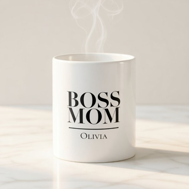 Personalized Boss Mom Mug – Custom Strong Mom Gift (Créateur téléchargé)