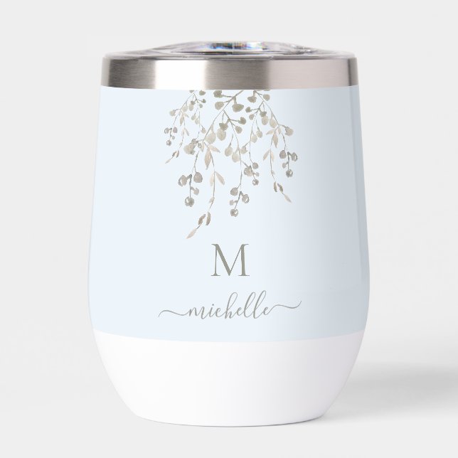 Personalized Botanical Watercolor Monogram Blue (Avant)