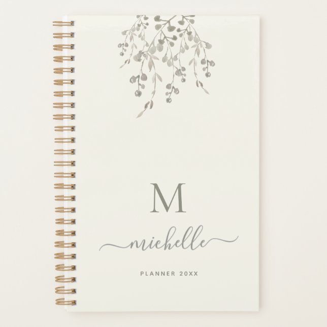 Personalized Botanical Watercolor Monogram Ivory (Devant)