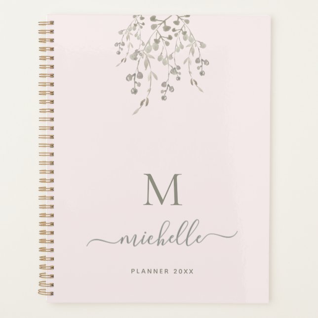 Personalized Botanical Watercolor Monogram Pink (Devant)