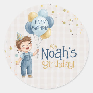 Personalized Boy Birthday Party Sticker